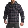 imageCQR Mens Quilted Lined Flannel Hooded Shirt Jacket Soft Warm Long Sleeve Outdoor Cotton Plaid Shirt JacketsStealth Coal Miner