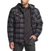 imageCQR Mens Quilted Lined Flannel Hooded Shirt Jacket Soft Warm Long Sleeve Outdoor Cotton Plaid Shirt JacketsStealth Coal Miner
