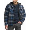 imageCQR Mens Quilted Lined Flannel Hooded Shirt Jacket Soft Warm Long Sleeve Outdoor Cotton Plaid Shirt JacketsStealth Night Sky