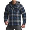 imageCQR Mens Quilted Lined Flannel Hooded Shirt Jacket Soft Warm Long Sleeve Outdoor Cotton Plaid Shirt JacketsStealth Night Sky