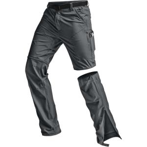 imageCQR Mens Convertible Cargo Tactical Pants Water Resistant Outdoor Hiking Pants Zip Off Lightweight Stretch Work PantsConvertible Cargo WBelt Carbon Grey
