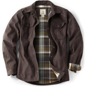 imageCQR Mens Flannel Lined Shirt Jackets Long Sleeved Rugged Plaid Cotton Brushed Suede Shirt JacketFlannel Lined Aged Barrel