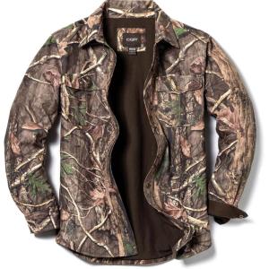 imageCQR Mens Flannel Lined Shirt Jackets Long Sleeved Rugged Plaid Cotton Brushed Suede Shirt JacketFlannel Print Lined Hunting Camo