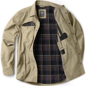 imageCQR Mens Flannel Lined Shirt Jackets Long Sleeved Rugged Plaid Cotton Brushed Suede Shirt JacketStealth Coal Miner