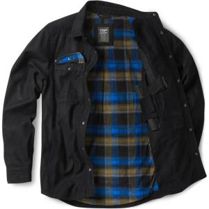 imageCQR Mens Flannel Lined Shirt Jackets Long Sleeved Rugged Plaid Cotton Brushed Suede Shirt JacketStealth Forest Oasis
