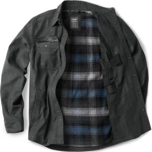 imageCQR Mens Flannel Lined Shirt Jackets Long Sleeved Rugged Plaid Cotton Brushed Suede Shirt JacketStealth Night Sky