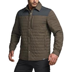 imageCQR Mens Lightweight Insulated Jacket Windproof Packable Water Resistant Warm Active Coat for Hiking Work Outdoor TacticalLayer Shadow Grey  Tundra