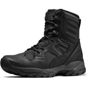 imageCQR Mens Military Tactical Boots Lightweight 6 Inches Hiking Combat Boot Durable Breathable Outdoor Work Motorcycle FootwearPatrol 6 With Zipper Black
