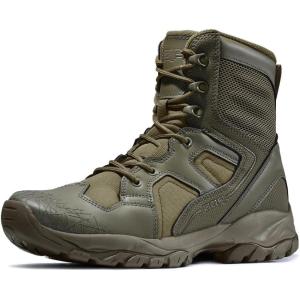 imageCQR Mens Military Tactical Boots Lightweight 6 Inches Hiking Combat Boot Durable Breathable Outdoor Work Motorcycle FootwearPatrol 6 With Zipper Soil Green