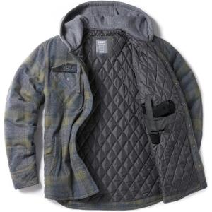 imageCQR Mens Quilted Lined Flannel Hooded Shirt Jacket Soft Warm Long Sleeve Outdoor Cotton Plaid Shirt JacketsStealth Amazon Grey