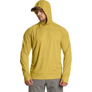 imageCQR Mens UPF50 Sun Protection Shirts Quick Dry Long Sleeve Rash Guard Athletic Running Workout Fishing Cooling ShirtsProtector Hoodie Desert Yellow