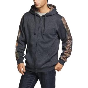 imageCQR Mens Winter Fleece Pullover Hoodies Thermal Long Sleeve Hooded Sweatshirt CottonBlend OutdoorTactical ShirtsFleece Fullzip Hoodie Charcoal Heather