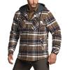 imageCQR Mens Quilted Lined Flannel Hooded Shirt Jacket Soft Warm Long Sleeve Outdoor Cotton Plaid Shirt JacketsStealth Aged Barrel