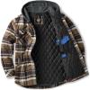 imageCQR Mens Quilted Lined Flannel Hooded Shirt Jacket Soft Warm Long Sleeve Outdoor Cotton Plaid Shirt JacketsStealth Aged Barrel