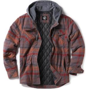 imageCQR Mens Quilted Lined Flannel Hooded Shirt Jacket Soft Warm Long Sleeve Outdoor Cotton Plaid Shirt JacketsStealth Harvest