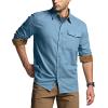 imageCQR Mens 100 All Cotton Button Down Flannel Shirts Long Sleeve Brushed Warm Soft Casual Outdoor Plaid ShirtCorduroy Peacock Blue
