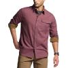 imageCQR Mens 100 All Cotton Button Down Flannel Shirts Long Sleeve Brushed Warm Soft Casual Outdoor Plaid ShirtCorduroy Wild Pink
