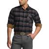 imageCQR Mens 100 All Cotton Button Down Flannel Shirts Long Sleeve Brushed Warm Soft Casual Outdoor Plaid ShirtPlaid Coal Miner