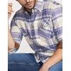 imageCQR Mens 100 All Cotton Button Down Flannel Shirts Long Sleeve Brushed Warm Soft Casual Outdoor Plaid ShirtPlaid Cream Blue