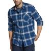 imageCQR Mens 100 All Cotton Button Down Flannel Shirts Long Sleeve Brushed Warm Soft Casual Outdoor Plaid ShirtPlaid Deep Ocean
