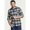 imageCQR Mens 100 All Cotton Button Down Flannel Shirts Long Sleeve Brushed Warm Soft Casual Outdoor Plaid ShirtPlaid Off Black