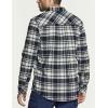 imageCQR Mens 100 All Cotton Button Down Flannel Shirts Long Sleeve Brushed Warm Soft Casual Outdoor Plaid ShirtPlaid Off Black