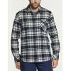 imageCQR Mens 100 All Cotton Button Down Flannel Shirts Long Sleeve Brushed Warm Soft Casual Outdoor Plaid ShirtPlaid Off Black