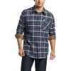 imageCQR Mens 100 All Cotton Button Down Flannel Shirts Long Sleeve Brushed Warm Soft Casual Outdoor Plaid ShirtPlaid Prussian Blue
