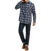 imageCQR Mens 100 All Cotton Button Down Flannel Shirts Long Sleeve Brushed Warm Soft Casual Outdoor Plaid ShirtPlaid Prussian Blue