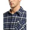 imageCQR Mens 100 All Cotton Button Down Flannel Shirts Long Sleeve Brushed Warm Soft Casual Outdoor Plaid ShirtPlaid Prussian Blue