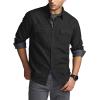 imageCQR Mens 100 All Cotton Button Down Flannel Shirts Long Sleeve Brushed Warm Soft Casual Outdoor Plaid ShirtStealth Solid Black