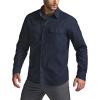 imageCQR Mens 100 All Cotton Button Down Flannel Shirts Long Sleeve Brushed Warm Soft Casual Outdoor Plaid ShirtStealth Solid Navy