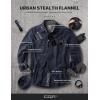 imageCQR Mens 100 All Cotton Button Down Flannel Shirts Long Sleeve Brushed Warm Soft Casual Outdoor Plaid ShirtStealth Solid Navy