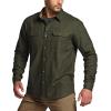 imageCQR Mens 100 All Cotton Button Down Flannel Shirts Long Sleeve Brushed Warm Soft Casual Outdoor Plaid ShirtStealth Suede Hunter Green