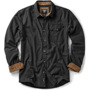 imageCQR Mens 100 All Cotton Button Down Flannel Shirts Long Sleeve Brushed Warm Soft Casual Outdoor Plaid ShirtCorduroy Coal Black