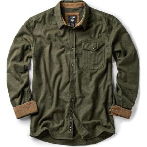 imageCQR Mens 100 All Cotton Button Down Flannel Shirts Long Sleeve Brushed Warm Soft Casual Outdoor Plaid ShirtCorduroy Hunter Green