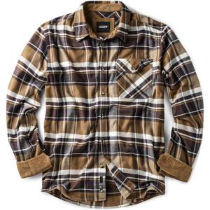 imageCQR Mens 100 All Cotton Button Down Flannel Shirts Long Sleeve Brushed Warm Soft Casual Outdoor Plaid ShirtPlaid Aged Barrel
