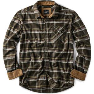 imageCQR Mens 100 All Cotton Button Down Flannel Shirts Long Sleeve Brushed Warm Soft Casual Outdoor Plaid ShirtPlaid Hickory Green