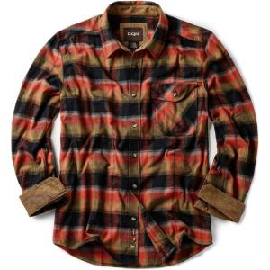 imageCQR Mens 100 All Cotton Button Down Flannel Shirts Long Sleeve Brushed Warm Soft Casual Outdoor Plaid ShirtPlaid Orange Rust