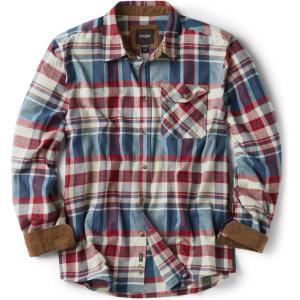 imageCQR Mens 100 All Cotton Button Down Flannel Shirts Long Sleeve Brushed Warm Soft Casual Outdoor Plaid ShirtPlaid Vintage Wine