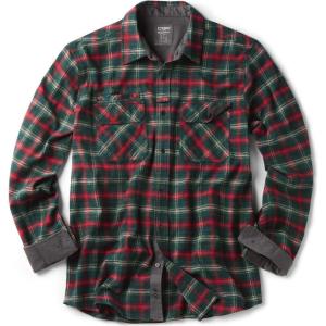 imageCQR Mens 100 All Cotton Button Down Flannel Shirts Long Sleeve Brushed Warm Soft Casual Outdoor Plaid ShirtStealth Plaid Holiday Mood