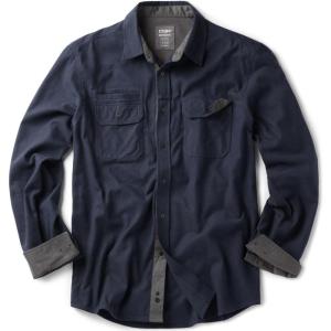 imageCQR Mens 100 All Cotton Button Down Flannel Shirts Long Sleeve Brushed Warm Soft Casual Outdoor Plaid ShirtStealth Solid Navy