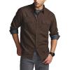 imageCQR Mens 100 All Cotton Button Down Flannel Shirts Long Sleeve Brushed Warm Soft Casual Outdoor Plaid ShirtSolid Dark Brown