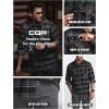 imageCQR Mens 100 All Cotton Button Down Flannel Shirts Long Sleeve Brushed Warm Soft Casual Outdoor Plaid ShirtStealth Coal Miner