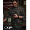 imageCQR Mens 100 All Cotton Button Down Flannel Shirts Long Sleeve Brushed Warm Soft Casual Outdoor Plaid ShirtStealth Holiday Mood
