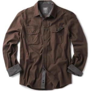 imageCQR Mens 100 All Cotton Button Down Flannel Shirts Long Sleeve Brushed Warm Soft Casual Outdoor Plaid ShirtSolid Dark Brown