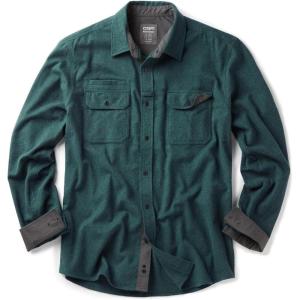 imageCQR Mens 100 All Cotton Button Down Flannel Shirts Long Sleeve Brushed Warm Soft Casual Outdoor Plaid ShirtSolid Forest Green