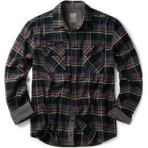 imageCQR Mens 100 All Cotton Button Down Flannel Shirts Long Sleeve Brushed Warm Soft Casual Outdoor Plaid ShirtStealth Coal Miner