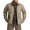 imageCQR Mens Flannel Lined Shirt Jackets Long Sleeved Rugged Plaid Cotton Brushed Suede Shirt JacketStealth Dune Khaki  Amazon Grey
