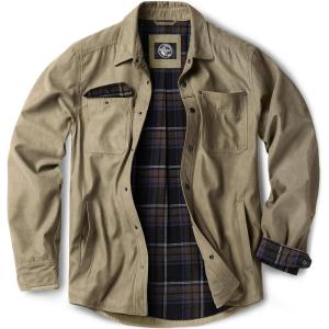 imageCQR Mens Flannel Lined Shirt Jackets Long Sleeved Rugged Plaid Cotton Brushed Suede Shirt JacketStealth Coal Miner